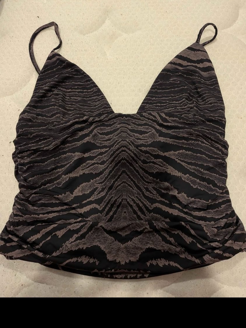 White Fox Boutique Black and Gray Patterned Tank Cami
